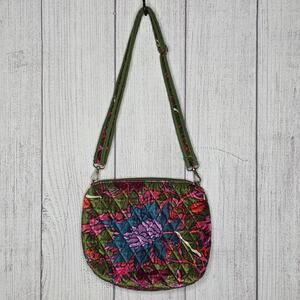 Panache Apparel Velvet Floral Crossbody Bag Quilted Boho Jewel Tone Purse